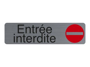 Exacompta - Plaque de signalisation Entrée interdite - 165 x 44 mm - aluminium brossé