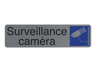 Exacompta - Plaque de signalisation Surveillance caméra - 165 x 44 mm - aluminium brossé