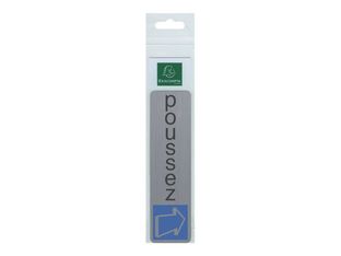 Exacompta - Plaque de signalisation Poussez - 165 x 44 mm - aluminium brossé