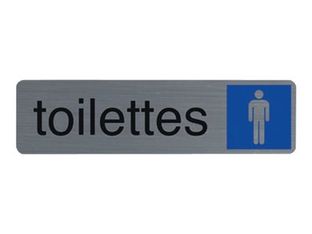 Exacompta - Plaque de signalisation Toilettes hommes - 165 x 44 mm - aluminium brossé