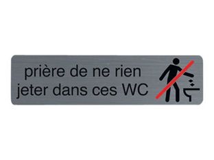 Exacompta - Plaque de signalisation Ne rien jeter dans les WC - 165 x 44 mm - aluminium brossé