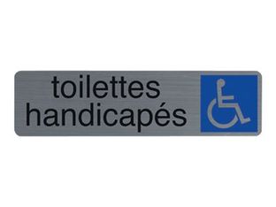 Exacompta - Plaque de signalisation Toilettes handicapés - 165 x 44 mm - aluminium brossé