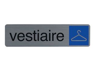 Exacompta - Plaque de signalisation Vestiaire - 165 x 44 mm - aluminium brossé
