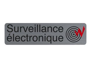 Exacompta - Plaque de signalisation Surveillance électronique - 165 x 44 mm - aluminium brossé