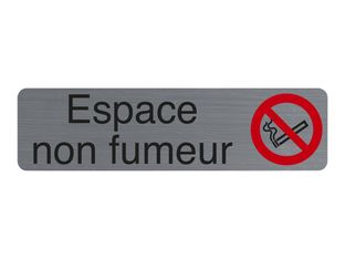Exacompta - Plaque de signalisation Espace non fumeurs - 165 x 44 mm - aluminium brossé