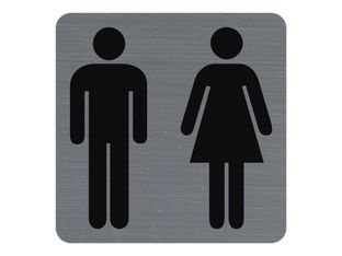 Exacompta - Plaque de signalisation Toilettes - 75 x 75 mm - aluminium brossé