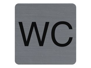 Exacompta - Plaque de signalisation WC - 75 x 75 mm - aluminium brossé