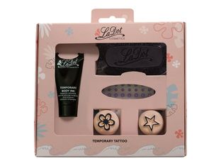 LaDot - Kit pour tatouage éphémère - tampon encreur + encre pour le corps 15 ml + 2 pierres S67 & S70 + 80x strass
