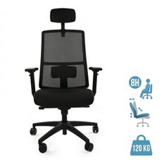 Fauteuil de bureau ARMONIA - accoudoirs réglables - appuie-tête réglable - noir