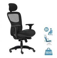 Fauteuil de bureau ATHOS - accoudoirs réglables - appuie-tête réglable - noir