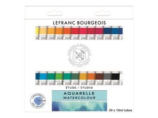 Lefranc Bourgeois Studio - 24 Tubes de peinture aquarelle - couleurs assorties