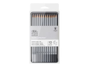 Winsor & Newton Studio Collection - Pack de 12 crayons graphites - 2B, 3B, 4B, 5B, 6B, 7B, 8B, 9B, B, F, H, HB