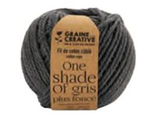 Graine Creative - fil de coton câblé pour macramé - 25mm x 80m - gris anthracite