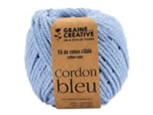 Graine Creative - fil de coton câblé pour macramé - 25mm x 80m - bleu ciel