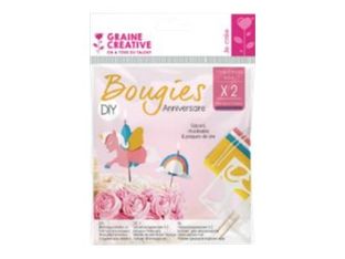 Graine Creative - kit de fabrication de bougies anniversaire  - arc-en-ciel, licorne