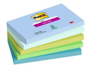 POST-IT - Notes repositionnables 76x127 mm Oasis 5 blocs - ultra adhésives - 450 feuilles - couleurs bleu et vert