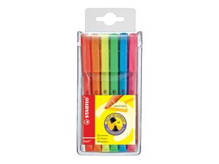 STABILO flash - surligneur - bleu fluorescent, orange fluorescent, rouge fluo, jaune fluorescent, vert fluorescent, rose fluorescent (pack de 6)