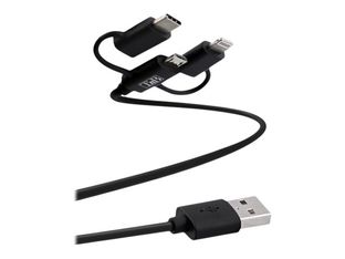 T'nB 3 IN 1 - câble de charge et de synchronisation USB/Micro USB - USB Type-C - Lightning - 1.5 m - noir