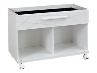 Rangement bas mobile SUNDAY - L80 x H59 x P42 - 1 tiroir+ 2 cases - blanc graphic