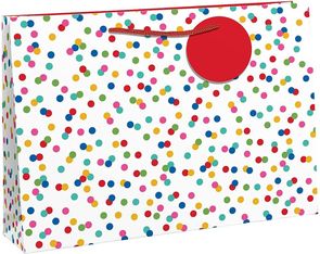 Clairefontaine - Sac cadeau à pois multicolore - 37,3 x 11,8 x 27,5 cm