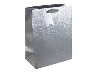 Clairefontaine - Sac cadeau - pluies d'étoiles argent - 26,5 cm x 14 cm x 33 cm