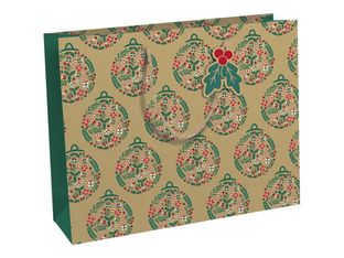 Clairefontaine - Sac cadeau kraft - holly rouge et vert - 37,3 cm x 11,8 cm x 27,5 cm