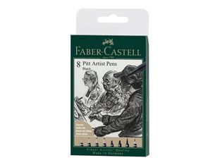 Faber-Castell PITT Artist Pen - Pack de 8 stylo pinceau, feutre fin et jeu de marqueurs - noir