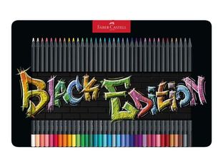 Faber-Castell Black Edition - 36 Crayons de couleur - couleurs brillantes assorties - boîte métal