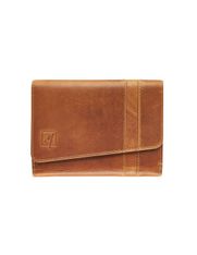 Porte-monnaie fermeture à bouton avec 3 poches fenêtres Florence - cognac - label M