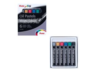 Pentel Arts - 6 pastels à l'huile - couleurs métalliques assorties