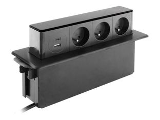 Otio - Coupe-circuit (fenêtre pop-up) - 3x16A, 2P+T - CA 230 V - connecteurs de sortie : 3 (3 x type E, USB, 24 pin USB-C) - 1.5 m cordon