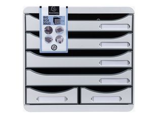 Exacompta Office Big Box - Module de classement 6 tiroirs - gris clair