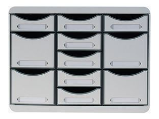 Exacompta Office Store-Box Multi - Module de classement 11 tiroirs - gris clair