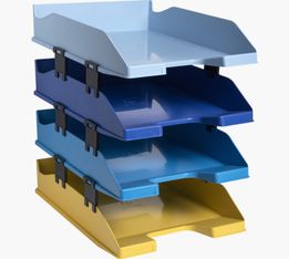 Exacompta BeeBlue - Lot de 4 corbeilles à courrier - couleurs assorties