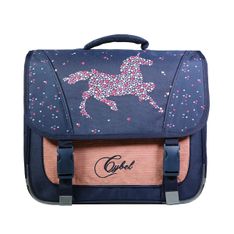 Cartable Cybel 38 cm - 2 compartiments - bleu/velours - Bagtrotter