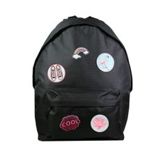Sac à dos + 1 trousse - 1 compartiment - noir - avec 5 patchs fille - Bagtrotter