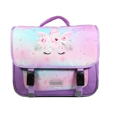 Cartable Phileas Licorne 38 cm - 2 compartiments - violet - Bagtrotter
