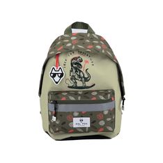 Sac à dos maternelle Dino Kaki - 1 compartiment - dinosaure - Pol Fox