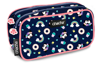 Trousse rectangulaire Chacha Kinky - 2 compartiments - bleu - Kid'Abord