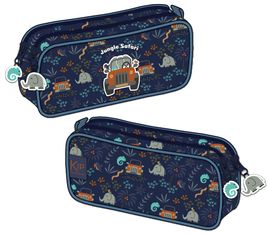 Trousse rectangulaire KIP Jungle - 2 compartiments - bleu - Kid'Abord