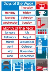 Poster pédagogique BOUCHUT "Anglais Mois et Jours" 52 x 76 cm