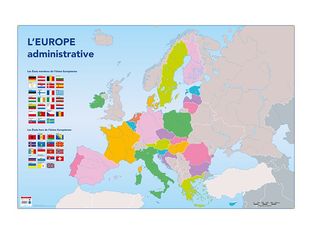Bouchut - Carte muette effaçable - Europe Administrative - 80 x 120 cm