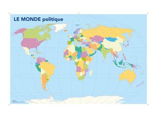 Bouchut - Carte géante Le Monde politique/physique - 80 x 120 cm - recto/verso