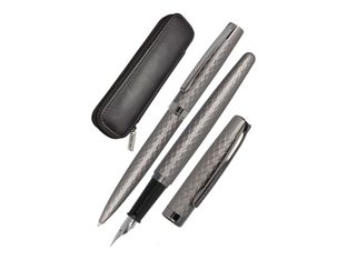 Online Eleganza Diamond - Parure de stylo à bille et stylo plume - titan (gris) - étui cuir