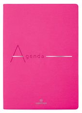 Agenda Bora 16 mois - 1 semaine sur 2 pages - 15,5 x 21,5 cm - fuchsia lisse - Oberthur
