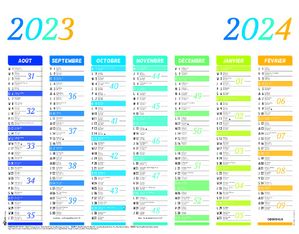 Calendrier Arc en Ciel - 7 mois par face - 43 x 55 cm - Oberthur