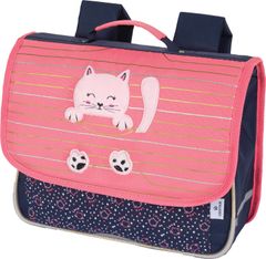 Cartable Chaton - 35 cm - 1 compartiment - corail et marine - Oberthur