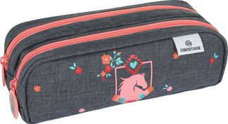 Trousse Cheval - 2 compartiments - gris chine - Oberthur