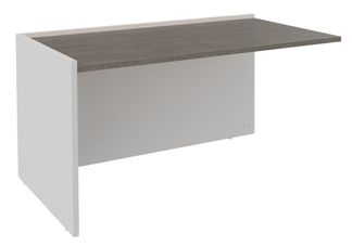 Banque d'accueil Module de départ bas OLA - L122,5 x H75,5 x P82,5 cm - structure blanc perle, plateau chêne gris