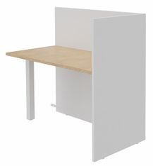 Banque d'accueil Retour direct haut OLA - L122,5 x H112 x P62,5 cm - structure blanc perle, plateau chêne clair